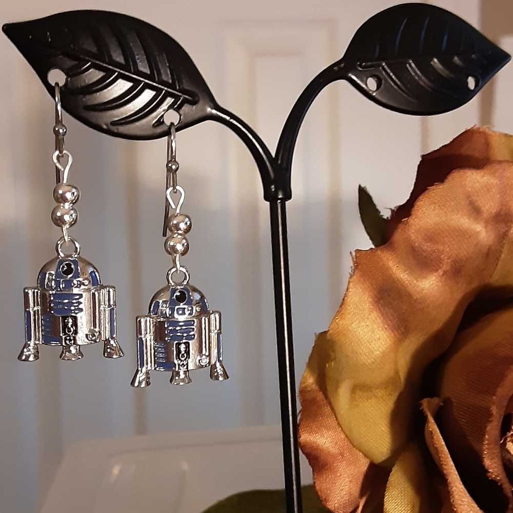 Hand Crafted Star Wars R2-D2 ,Earrings Sci Fi, Unisex Pierced Earrings